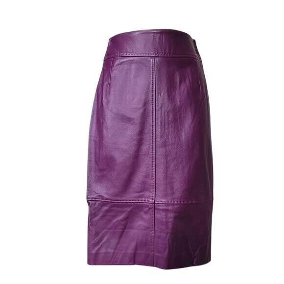 BOSS Leather Pencil Skirt W/ 0 raspberry NWT Lambskin High Waist Midi Skirt